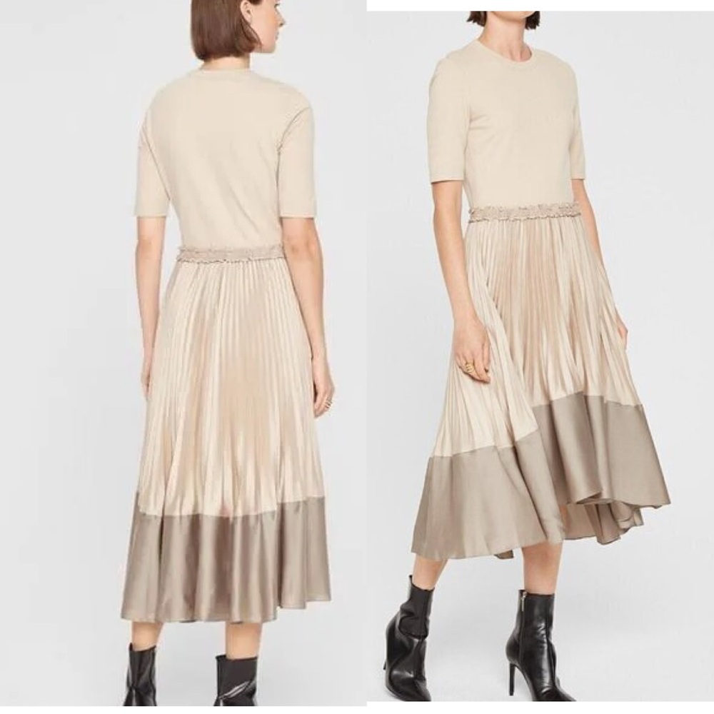 Club Monaco Mixed Media Pleated TShirt Dress in Chateau Grey 12